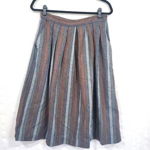 VINTAGE INCOGNITO Full Skirt Striped Gray/Rust Waist Size 30"